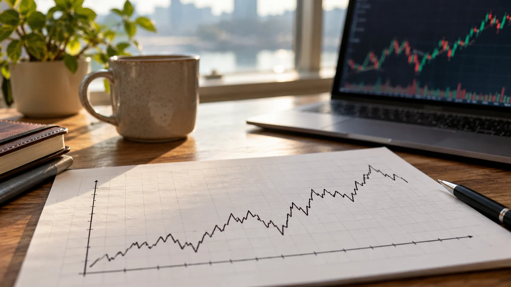 Hand-drawn market chart used to explain time ranges
